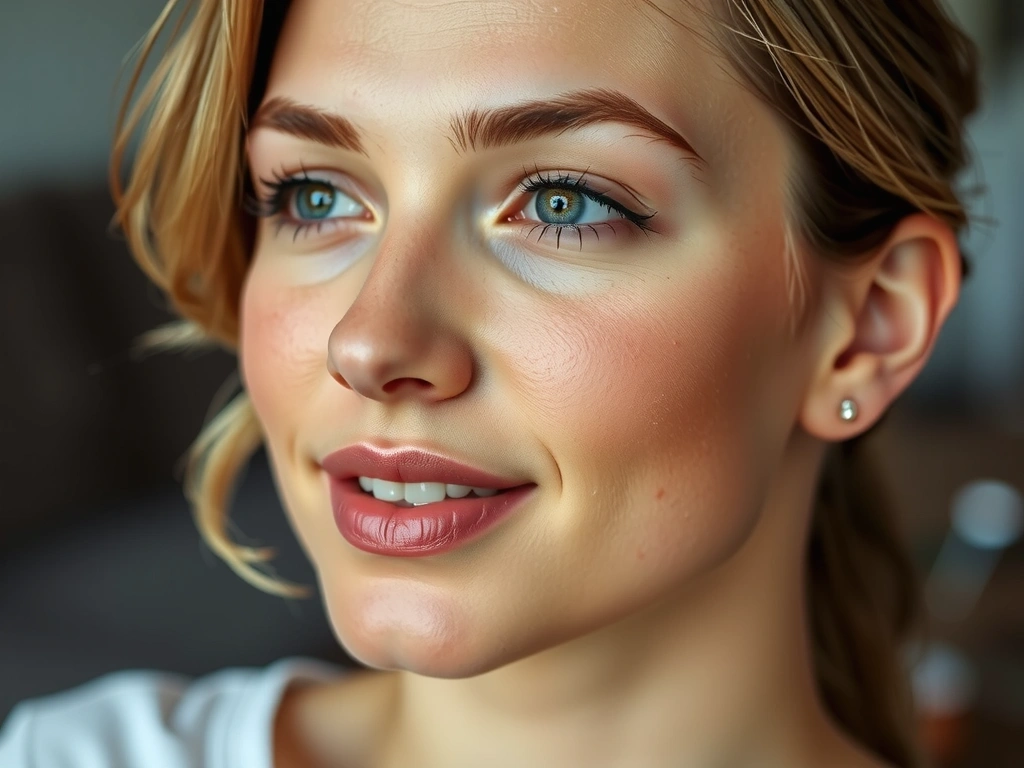 Donna con pelle luminosa, che risplende di salute.